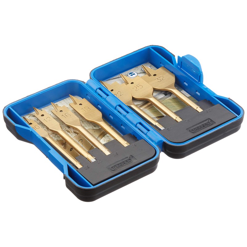 Draper 18560 Titanium Nitride Coated Flat Wood Bit Set, 10mm
