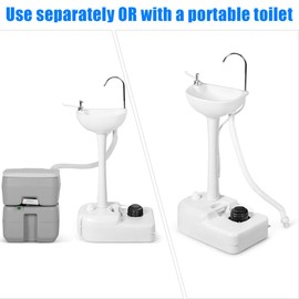S AFSTAR Portable Hand Sink, Camping Sink with Wheels, 4.5 Gal Water Tank & Soap Dispenser, Rolling Hand Wash Basin Stand W/6.5 Gal Sewage Tank, Foot Pump Hand Wash Station for RV Outdoor Gatherings