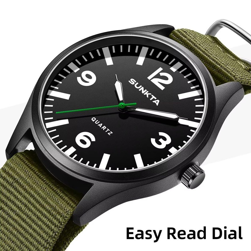 LIGE Watches for Men Unisex Military Sports Nylon Band Analog