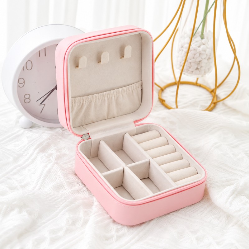 Travel Jewelry Organizer for Rings & Necklaces – Compact Leather