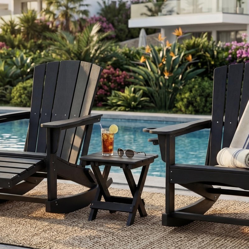 Folding Outdoor Side Table,Small HDPE Patio Table,All-Weather Compact Portable End