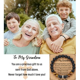 TONY & SANDY Grandson Bracelet Gifts from Grandma, Cool Grandson Birthday Stocking Stuffers for Teens Adults Teenage Boys Gifts Ideas 11 10 12 13 15 14 16 18 Year Old Easter Graduation