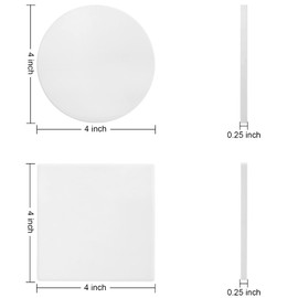 Ceramic Tile for Crafts Coasters, 24 Pack White Tiles Unglazed 4 Inch with 24 Pack Cork Backing Pads Includes Square and Round Ceramic Coasters for DIY Arts Craft Project Coasters