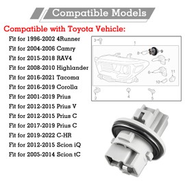2 Pcs 90075-60028 Front Trun Signal Light Socket with 2-Pin Wire Pigtail Compatible with Tacoma, Corolla, RAV4, Camry, 4Runner, Highlander, Scion iQ, Scion tC, Pure Copper