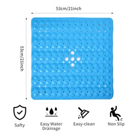 Mythosurge Non-Slip Shower Mat, 53 x 53 cm, Non-Slip Bath Mats, Anti Mould Bath Mats with Suction Cup, Non-Slip Shower Mat, Machine Washable Bath Mat (Transparent)