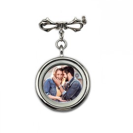 Wedding Bouquet Photo Charms, Bridal bridegroom Charm DIY Pin Brooch Making Kit Bouquet Picture Charm for Wedding Memory Friend Graduation Gift, Silvery