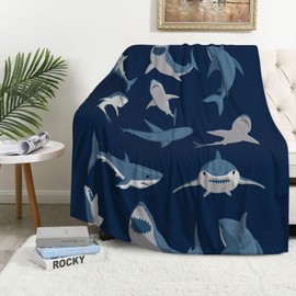 Shark Blanket Soft Warm Shark Throw Blanket for Couch Lightweight Cozy Shark Lovers Bed Blankets & Throws for Living Room Decor Shark Gifts for Teens Boys 60"x50"