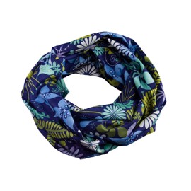 bettina bruder - Women's Loop Tube Scarf Flowers Blue Green 100% Cotton, blue