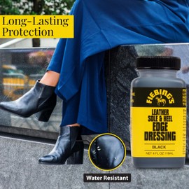 Fiebing's Leather Sole & Heel Black Edge Dressing (2 Pack Black, 4 Fl Oz Each) - High Gloss Shoe Dressing for Leather Soles and Heels - Provides a Protective Finish - Includes Brush Applicator