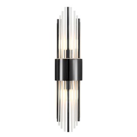 Ondersley Modern Wall Sconce Titanium Black Metal with Clear Class Crystal Vanity Wall Sconce Lighting for Bedroom Living Room Bathroom Light Fixtures