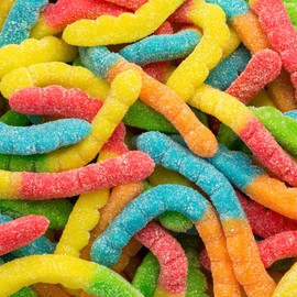 Albanese Confectionery Sour Large Neon Gummi Worms, 4.5 Pound Bag