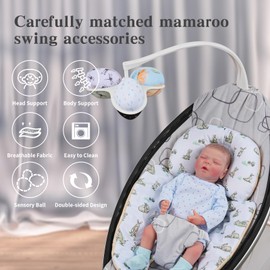 Mamaroo Newborn Insert and 3Pcs Mamaroo Replacement Toy Balls, Breathable Reversible Mamaroo Infant Insert Compatible with 4moms Mamaroo & RockaRoo, Head & Body Support, Machine Washable (Orange)