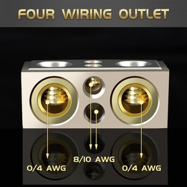 TONDA Battery Terminals, 0/4/8/10 Gauge Battery Terminal Connectors with Shims and Protective Covers, Car Cable Ends, 1 pair