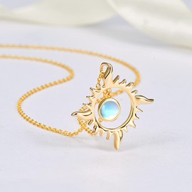 REDSUN Sun Necklace 925 Sterling Silver Opal/Moonstone Sun Necklace Gold Pendant Sun Gold Plated Jewelry for Women Girls Gifts