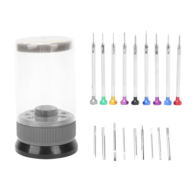 9pcs Screwdriver Set Flathead CrossHead Screwdrivers Kit with Rotating Base