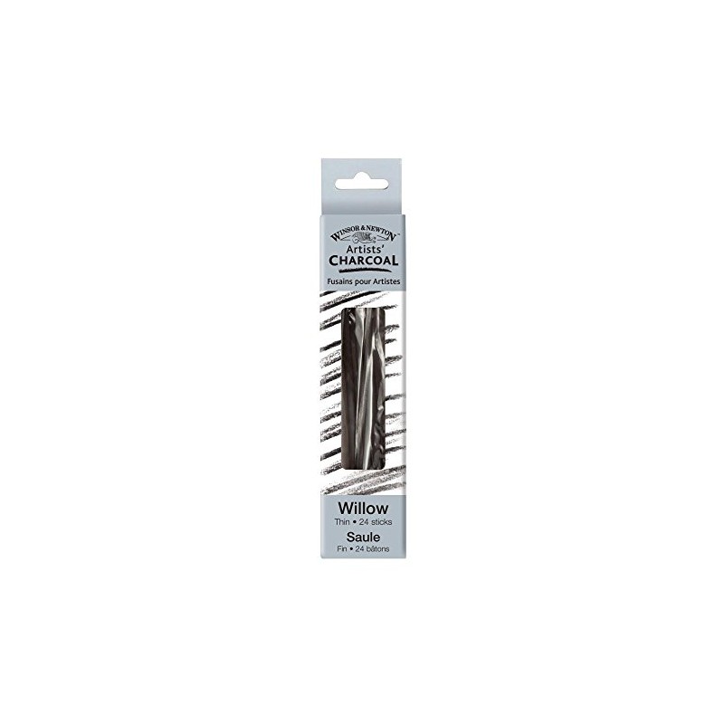 Winsor & Newton Willow Charcoal Thin Sticks, Grey, 24 Count