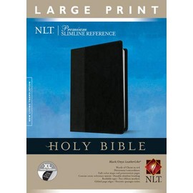 Premium Slimline Reference Bible NLT, Large Print, TuTone (Red Letter, LeatherLike, Black/Onyx, Indexed)