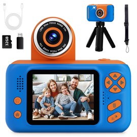 Kids Camera Girls for 3 4 5 6 7 8 9 Years Old Girls,1080P HD Video Selfie Camera with 32G SD Card Kids Digital Camera Toys for Toddler Birthday Gifts Blue Orange