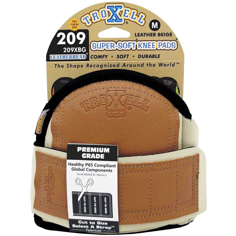 TROXELL USA - SuperSoft Beige Leatherhead Kneepads (Medium/Bagged in Pairs)