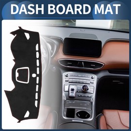 INFINAUTO Dash Cover, Center Console Non-Slip Dashboard Carpet Mat for Hyundai Santa Fe 2013-2018 Suede Black Red,1Pc