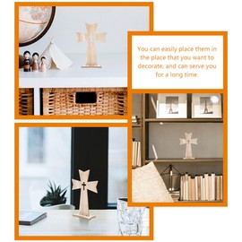 HOMSFOU Desk Top Decor 10pcs Wooden Cross Tabletop Standing Wood Cross Rustic Wood Catholic Crucifix Cross Spiritual Art Church Altar for Church Prayer Home Decoration Table Decor
