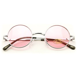 Vision World Eyewear Small Round Hipster Fashion Sunglasses Lennon Elton Potter (Pink)