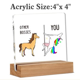 Funny Boss Gifts for Men, Women, Cool Gifts for Bosses, Boss Day Birthday Gift, Office Desk Decor 4 x 4 Inches