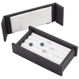 PH PandaHall Gemstone Storage Container, 4 Slots, Diamond Showcases, Gemstone Jewellery Box, Display Case, Storage Box Holder with Lid and Velvet for Gemstones, Coins, Jewellery Presentation
