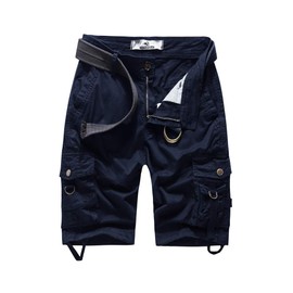 FOURSTEEDS Bermudas cargo de algodón de ajuste relajado casual con múltiples bolsillos para mujer, Azul marino, 18