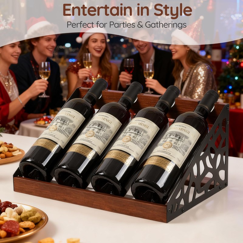 TRSPCWR 4-Bottle Rustic Countertop Wine Rack