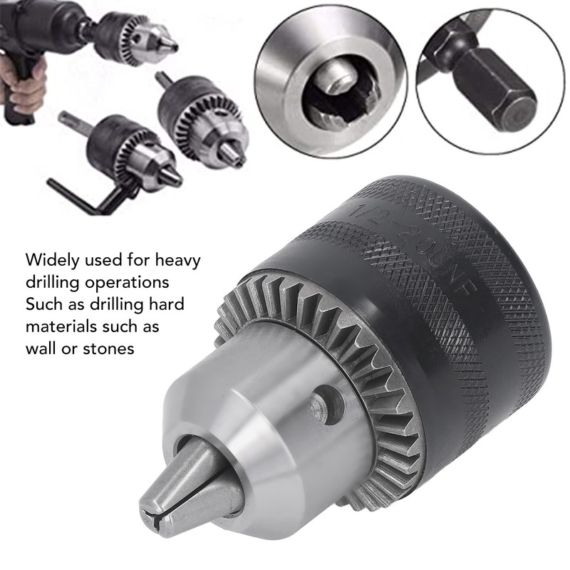 3 Jaw Drill Chuck 1/16‑1/2in with Tightening Key for Impact