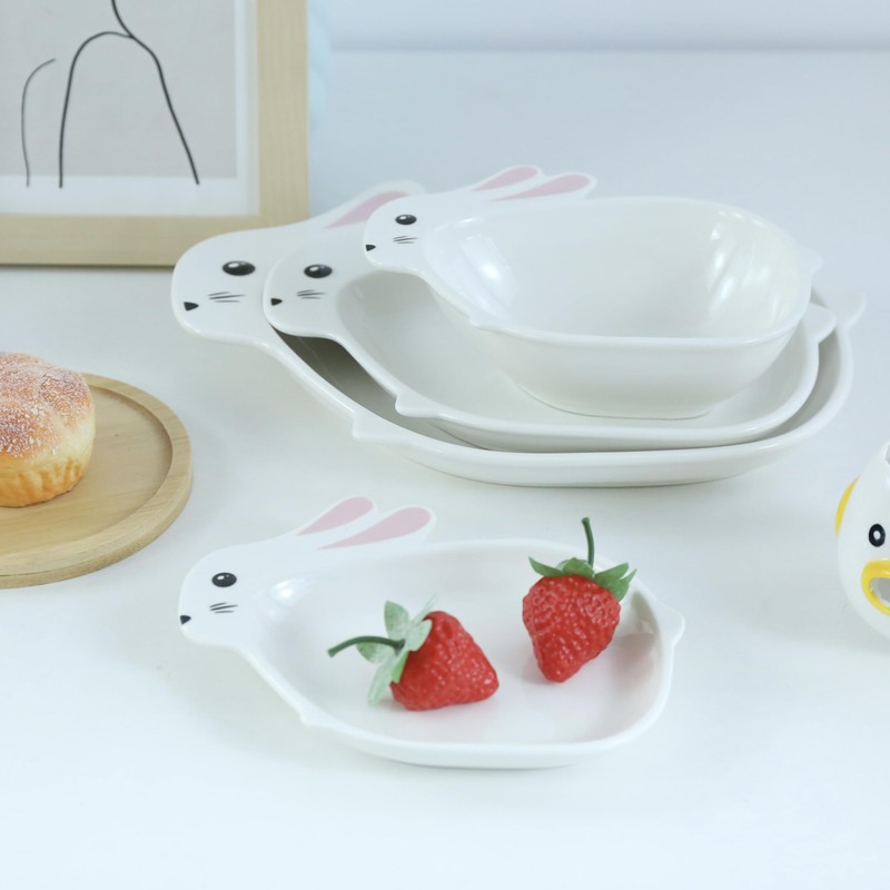 YBK Tech Cute Ceramic Rabbit Bowl for Easter or Daily