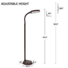 Lavish Home Adjustable Floor Lamp - Full Spectrum Natural Sunlight Lamp and Bendable Neck - Reading, Crafting, Esthetician Floor Light (Woodgrain)