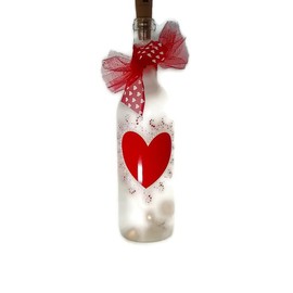 Valentines Day Wine Bottle Decoration With Lights Painted