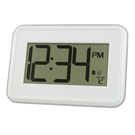 La Crosse Technology 513-113W Digital White Wall Clock with Temperature & Countdown Timer
