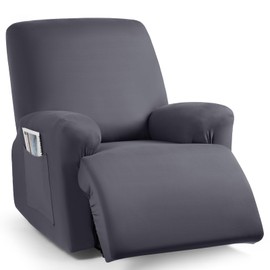 TAOCOCO Stretch Recliner Couch Covers 3-Pieces Style Recliner Chair Covers Recliner Cover for Reclining Chair Slipcovers Feature Fitted Soft Washable (1 Seat, Dark Gray)