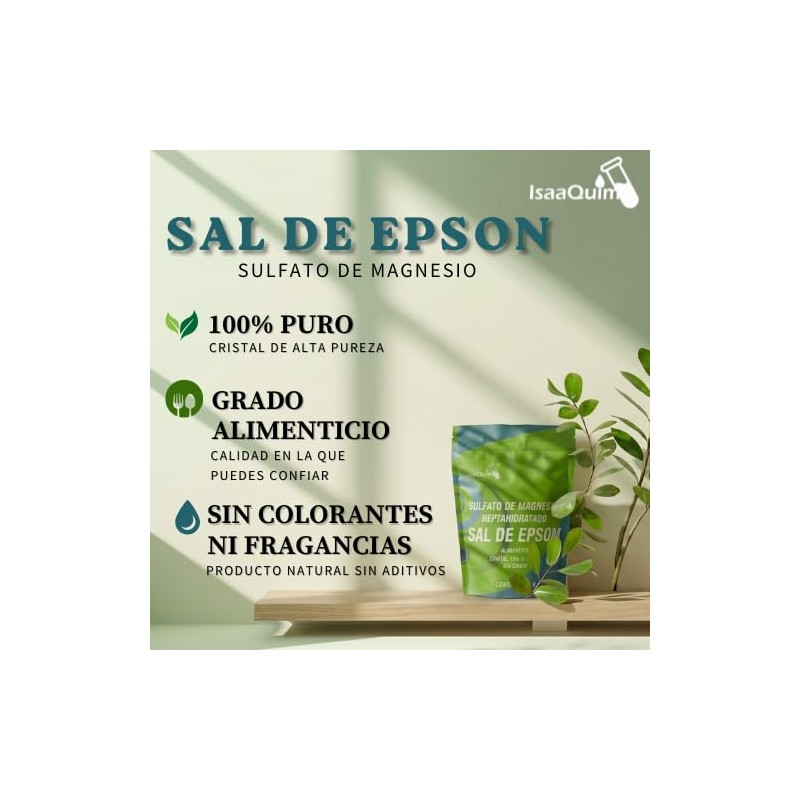 Sal de Epsom ISAAQUIM 1 kg | Sulfato de Magnesio