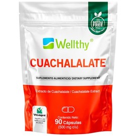 Wellthy Cuachalalate Extracto en CPSULAS. Extracto de Cuachalalate 500mg cu, 90 Cpsulas, Solo 1 Cpsula al da, Bottle Free, VCaps Cpsulas Veganas.     