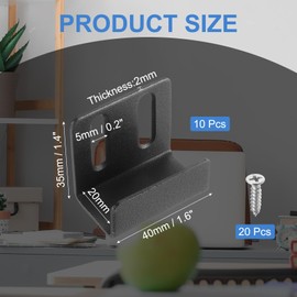 uxcell 10 Pcs Stainless Steel Tile Hanger, Adjustable Tile Display Wall Hanger Mounting Bracket Wall Mounted Hook Fastener Bracket for Mirrors Picture Frames, Black (Inner Width 20mm)