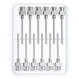 PATIKIL 16Ga x 1 Inch Stainless Steel Dispensing Needle Tips, 12Pcs Metal Glue Needle Tube Blunt Tips Luer Lock for Thick Glue Ink Lab, Silver