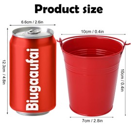 Biugaaufai 20 Pack 4 Inch Red Mini Metal Bucket, Elegant Galvanized Buckets with Handles, Tin Buckets, Small Metal Bucket, Mini Metal Pail for Party Favors, Crafts, Garden & Beach