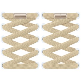 RJ-Sport 2 Pairs of Flat Shoelaces without Tying - Elastic Shoelaces with Quick Release - Quick Lacing System for Unique Comfort and Strong Hold - with Metal Capsules, khaki