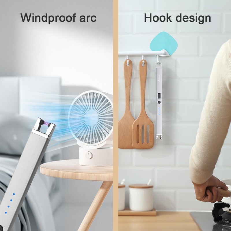 SUPRUS Electric Arc Lighter Windproof Flameless Rechargeable USB Lighter with