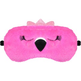 FUNAUPGO Lustige Flamingo Augenmaske, Süße Tier Schlafmaske Weich Plüsch Augenbinde Reise Schlafbrille Augen Abdeckung für Kinder Erwachsene Mädchen Jungen Mädchen Damen (Flamingo, Rosa)