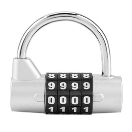 Door Password Lock, 4 Digit Number Code Combination Padlock Security Password Lock for Gym, School, Employee Locker, Travel Suitcase (Silver)