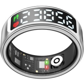 RIFAAN Smart Ring, Fitness Tracker with Health Metrics Tracking, 50 Sports Modes, Sleep Analysis, IP68 Titanium, 7-Day Battery (Silver, Size 10)