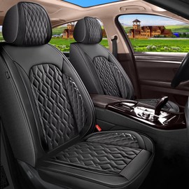 DISUTOGO Front Car Seat Covers Fit for Honda Odyssey 2007-2024 2025 Faux Leather Seat Covers Waterproof Seat Cushion Protector Compatible Airbag (2 Seats,Black)