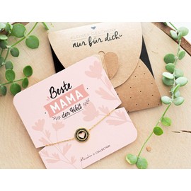 Manahia Bracelet Mum Heart Stainless Steel – Best Mum in the World – Golden Bracelet, Gift for Mum, Birth, Future Mum, Pendant for Mum, Mother's Day, Bracelet Mother's Day, Jewellery for Mother,