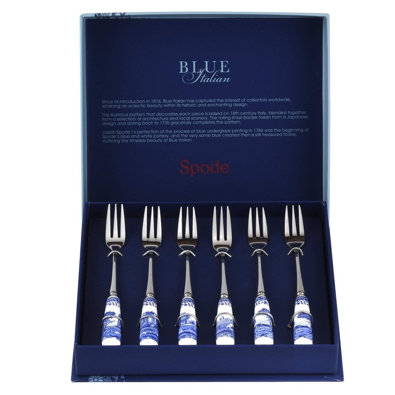 Spode Blue Italian Pastry Forks (Set of Six)