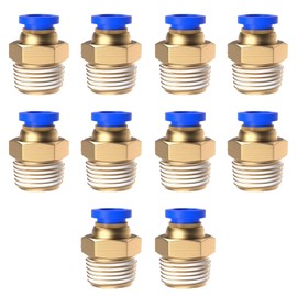 Push-in Fitting 1/4inch 1/8inch 3/8inch 4mm 6mm 8mm 10mm Pneumatic Fittings Male Thread Hose Fitting Quick Release Air Fitting Connectors for Industry Automatic 10Pcs (4mm 1/4")